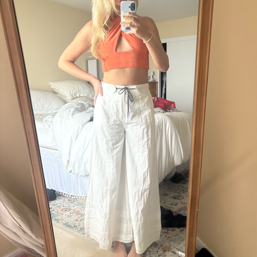 Free People White Wide Leg beach Pants